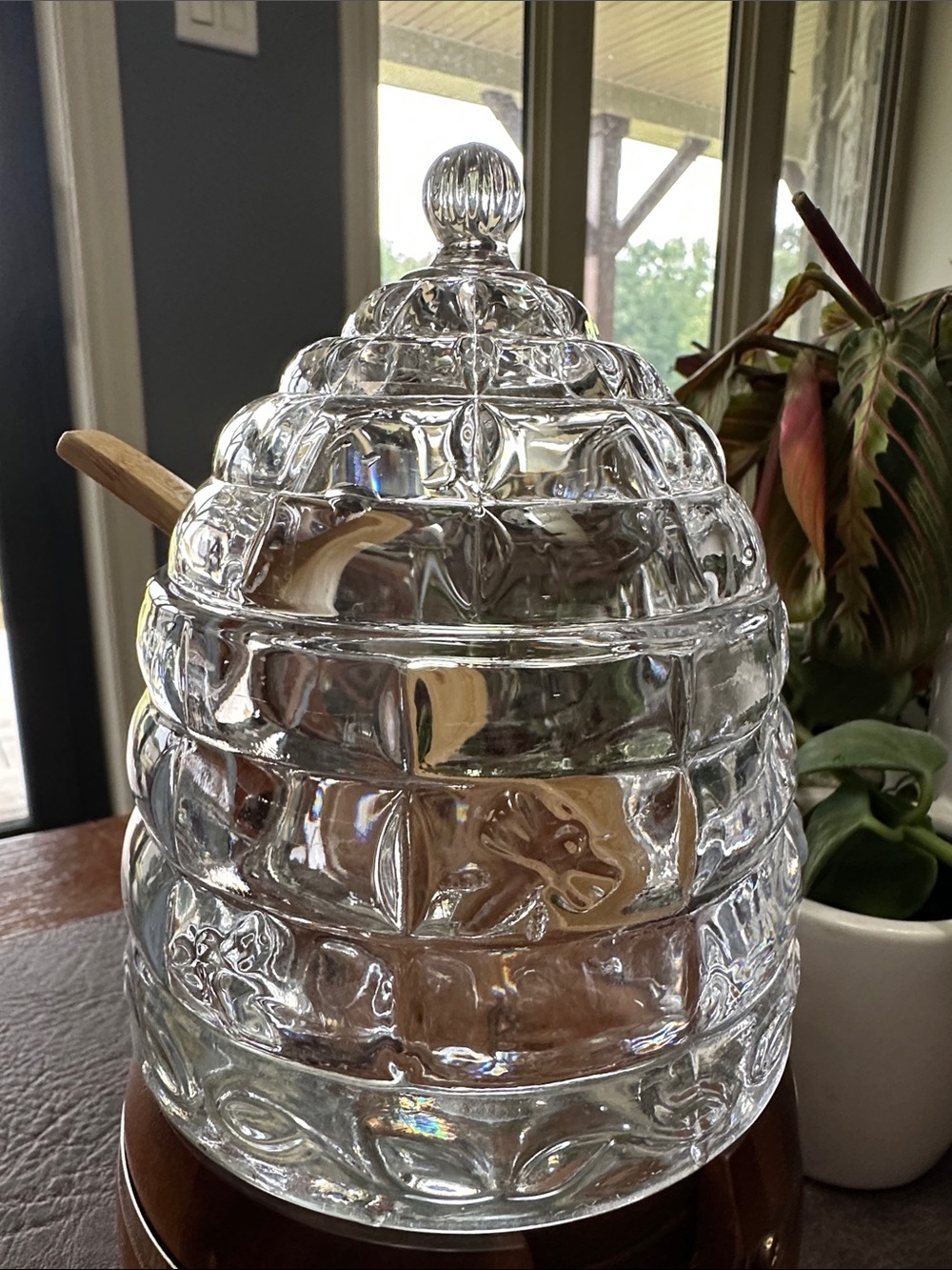 Clear Glass Honey Jar with Lid and Spoon